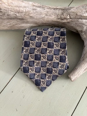 Corbata Gianfranco Ruffini Italia Para Hombre Dorado Azul Patrón a Cuadros 100% Seda Italiana Foto 1 de 4