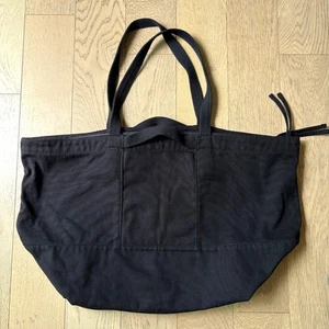 Baggu Large Canvas Weekend Bag Tote Black Zip Top Double Handles Shoulder Straps - Picture 1 of 24