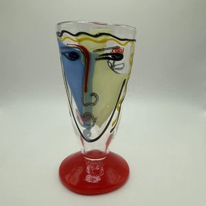 William & Katherine Bernstein Picasso Face Style Goblet Signed 6.25 Inches Tall - Picture 1 of 11