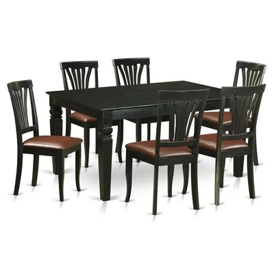 East West Furniture Weston 7-piece Wood Kitchen Set in Black - Image 1 of 4