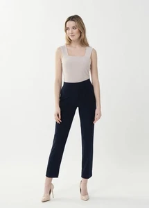 Joseph Ribkoff Damen marineblau gerade Passform Pull-On Hose Rückenschlitz Gr. 14 - Bild 1 von 9