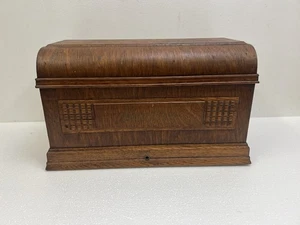 Vintage Sewing Machine Cover Lid top only wood wooden bread box old SEAMSTRESS - Picture 1 of 10
