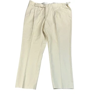 SUITSUPPLY BRADDON GRÖSSE VERSTELLBAR 36-40 X 28 OFF-WHITE BAUMWOLLE PLISSEE HOSE - Bild 1 von 24