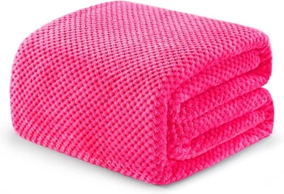 Manta de cama exclusiva Mezcla polar tamaño queen, súper suave 90x90 pulgadas, rosa intenso  Foto 1 de 4