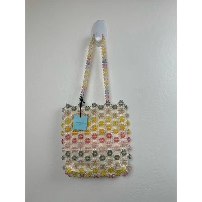 Nuevo Bolso Bohemio Cynthia Rowley Divertido Flor Cuentas Transparente Margarita Lona 12 x 12"" Foto 1 de 4