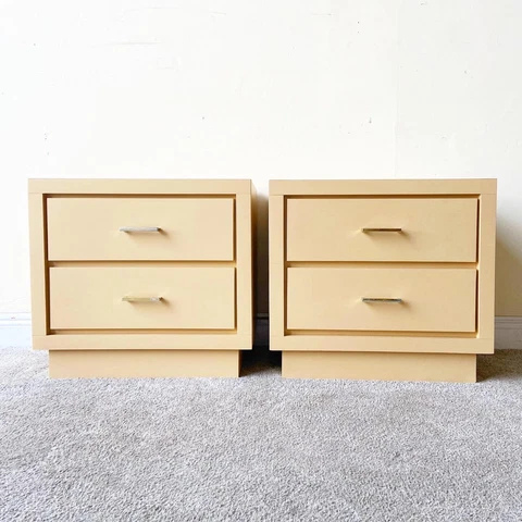 Postmodern Cubic Flesh Matte Laminate Nightstands - a Pair Cover