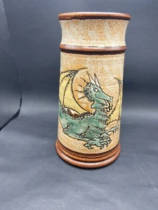 Vintage John Coiner Pottery Handmade Green Dragon Speckled Mug Cup Stamped - Picture 1 of 8