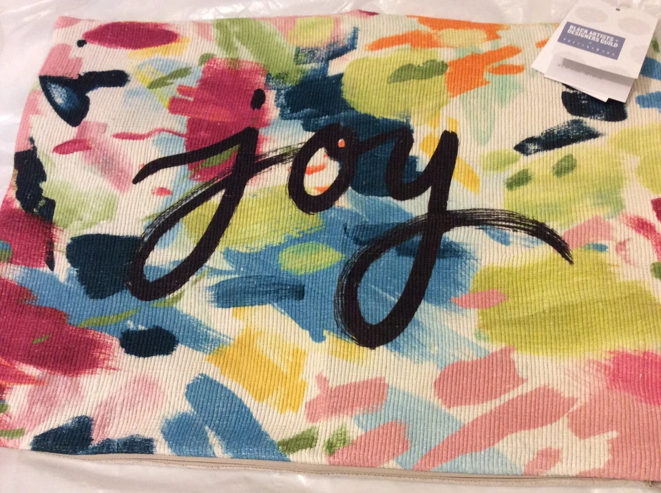 Pottery Barn BADG JOY Lumbar Pillow Cover 14x20 NWT Colorful Cotton Linen Blend - Image 1 of 1