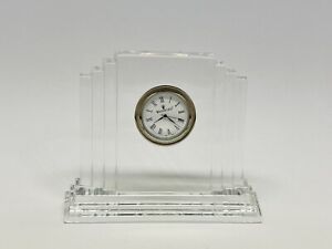 Waterford Crystal Desk Clock Art Deco Metropolitan Clear Decorative Time READ