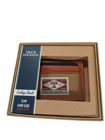 Texas A&M Aggies Vault Slim Card Case Jack Mason Genuine Leather NEW IN BOX Cover
