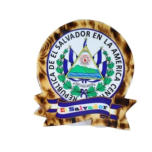 El Salvador National Wooden Shield, Escudo De El Salvador Colgadero de llaves - Picture 1 of 9