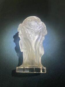 Desna Nude Women Grape Harvest Frosted Crystal Vase Art Deco 5” Tall Czech Made