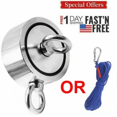 400LB Fishing Magnet Kit Strong Neodymium Pull Force OR Rope For Treasure Hunt