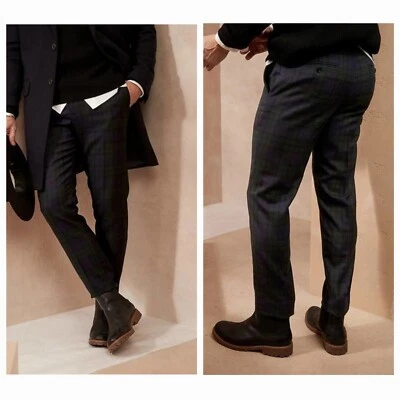 Banana Republic Mens Slim Tapered Suit Pants Plaid Wool 35x28 Blackwatch Tartan - Image 1 of 4