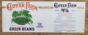 ADVERTISING Label Can Clover Farm Ohio Cleveland Whole Green Beans - Picture 1 of 1