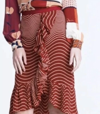 160. TORY BURCH Silk Opalina Sangria Chiffon Skirt 0 NWT $395 - Image 1 of 4