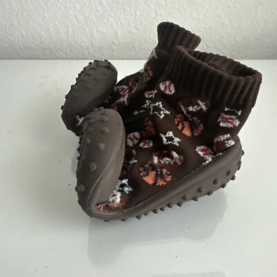 Skidders Toddler Size 6 Baby 18 Months Boys Brown Orange White Bowls Shoes - Image 1 of 4