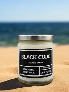WOOD WICK * BLACK CODE ARMANI TYPE * SCENTED * Leah's Lite Candle * 9 OZ - Picture 1 of 3