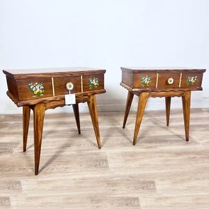 Coppia di comodini tavolino consolle stile new retro in legno vintage anni 50 60 - Imagen 1 de 11