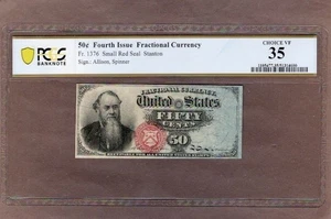 50 Cent, 4th Issue Fractional Note, Fr 1376, PCGS 35(undergraded !!) - Picture 1 of 2