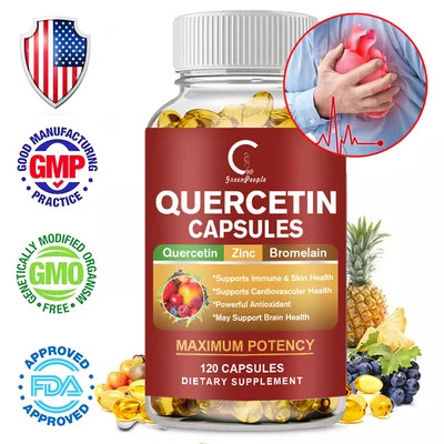 Кверцетин с бромелайном и цинком 1000 мг на порцию, 120 вегетарианских капсул - Изображение 1 из 4