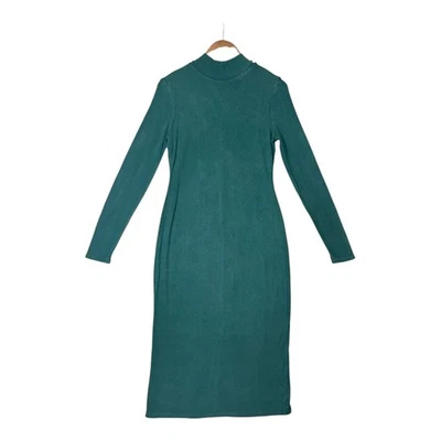 Marine Layer Womens Lexi Sweater Dress L Green Ribbed Mock Neck Long Sleeve Fall - Image 1 of 4