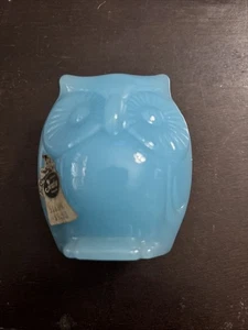 Vintage Fenton Blue Glass Owl Figurine Paperweight - Picture 1 of 6