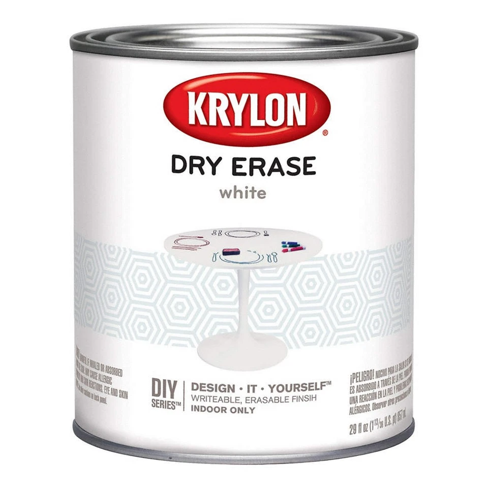 KRYLON  Dry Erase Paint, White, 1 Quart 833ZU6 - Image 1 of 1