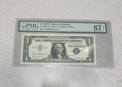 FR. 1621 1957-B $1 ONE DOLLAR SILVER CERTIFICATE PMG GEM UNCIRCULATED-67EPQ - Image 1 of 2