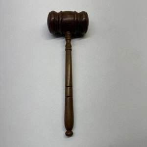 Vintage Brown Wooden Judges Gavel Court Auction - Picture 1 of 9