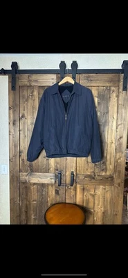 Men’s London Fog Zip Up Fur Lined Jacket Size Large Color Blue - Image 1 of 4