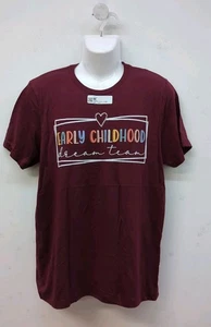 Bella Canvas Short Sleeve Crew Neck Early Childhood Print T Shirt Size L Maroon - Picture 1 of 6