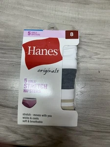 Hanes Originals Girls Tween Underwear Hipster Assorted Pack, 5-Pack, Size 8, NWT - Picture 1 of 2