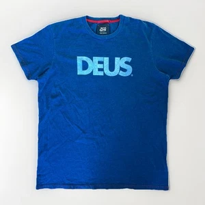 DUES ex Machina True Indigo ALL CAPS T-Shirt Cotton Blue Street Men's Size XXL - Picture 1 of 8