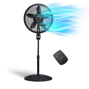 Cyclone Adjustable-Height 18 in. 3 Speed Black Oscillating Pedestal Fan with and - Picture 1 of 12