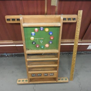 34" Wall Mount Billiard Cue Rack, Pool Table Accessories Hold 6 Cues,Clock - Picture 1 of 16