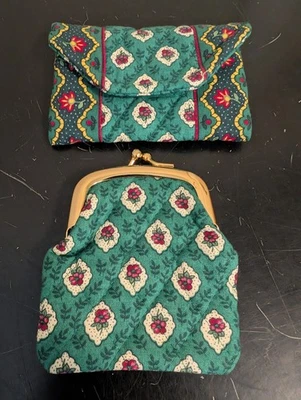 Vera Bradley GREENFIELD Bloqueo de Beso Monedero y Tarjeta Identificación Mini Bolsa Cartera RARO Foto 1 de 3