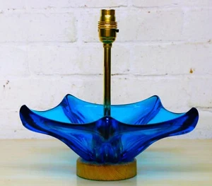 Table Lamp Cobalt Blue 1960's Murano Glass Lamp Star Dish Conversion - Picture 1 of 13