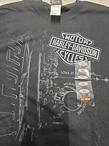 Harley Davidson Men's Solid Black Graphic Print Short Sleeve Tshirt Size XL NWT - Picture 1 of 11