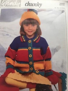Wendy knitting pattern 3997. Chunky cardigan hat scarf mitts 22-30" - Picture 1 of 3
