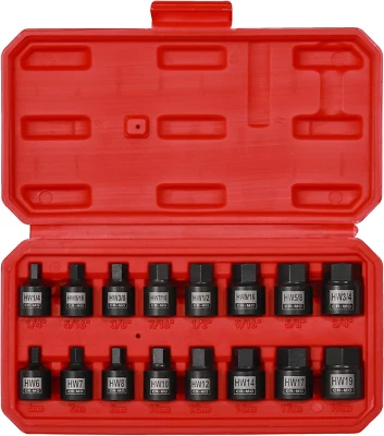 EMENTOL 16PCS 3/8" Drive Low Profile Impact Hex Driver Set, Sae/Metric, CR-MO, 1 - Image 1 of 4