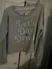 Womens Grayson Threads St. Patrick's Day Lets Day Drink Crop Sweatshirt Gray L