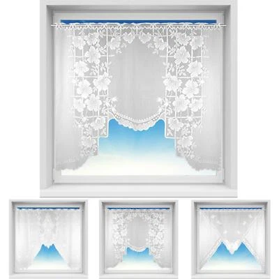 M-Bogen Gardine weiß Bistrogardine Scheibengardine 150x120 cm Küchengardine Deko - Bild 1 von 4