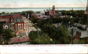 Stadt Luftaufnahme Ogdensburg New York Vintage Postkarte verschickt 1908 - Bild 1 von 2