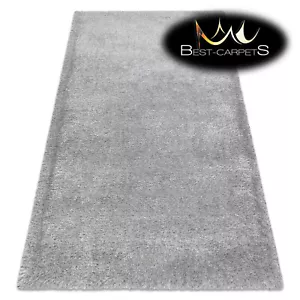 Amazing Modern Rug shaggy "FLUFFY" 5cm, soft, single-colour, SILVER High Quality - Picture 1 of 6