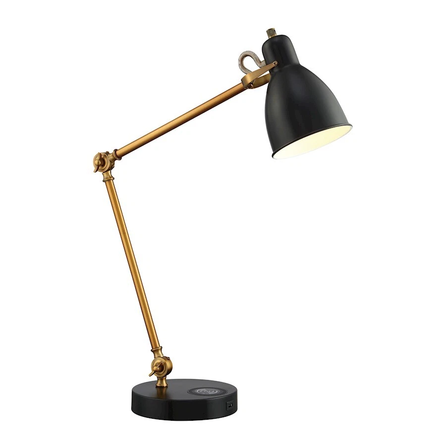 Lite Source Wellington Table Lamp, Wireless Charging, Brass/Black - LS-23332 - Image 1 of 1