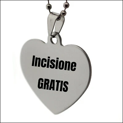 collana cuore acciaio inox con incisione personalizzata gratis festa della mamma - Immagine 1 di 4