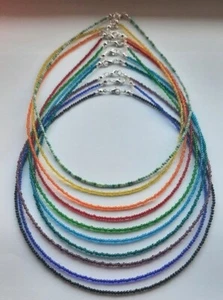 MICRO FACETED CRYSTAL BEADED NECKLACE 18" - 12 COLOURS AVAILABLE - Picture 1 of 14