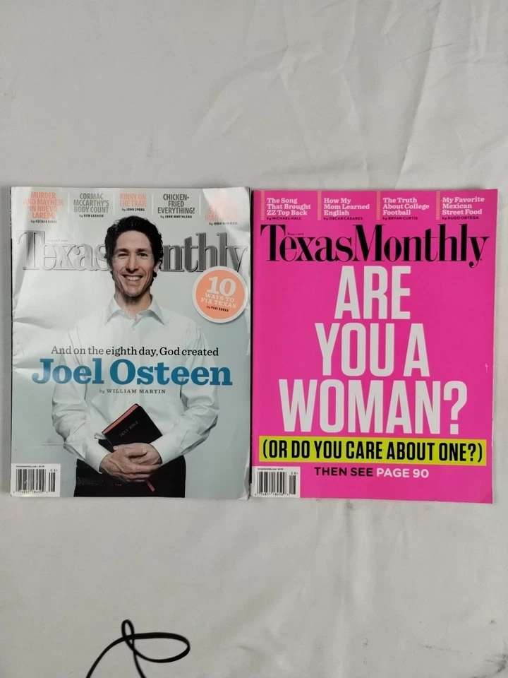 TEXAS MONTHLY Magazine lot of 2 2005-2012 Joel Osteen Women's Health Recruiting Foto 1 de 3