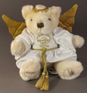Peluche Oso Oso Destin 2004 FELICES FIESTAS ÁNGEL Hard Rock Café Coleccionable - Imagen 1 de 12
